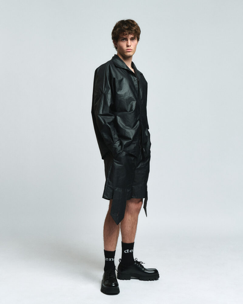 BLACK COATED LINEN SHIRT - Image 2