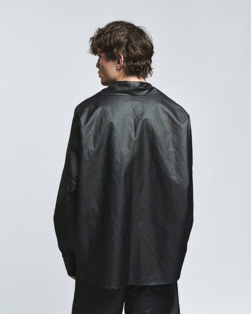 BLACK COATED LINEN SHIRT - Image 4